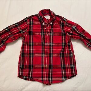 Toddler Boy Christmas Plaid Button Down JCrew Crewcuts Size 3